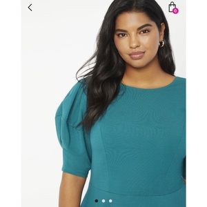 Eloquii Plus Size Puff Sleeve Peplum Top